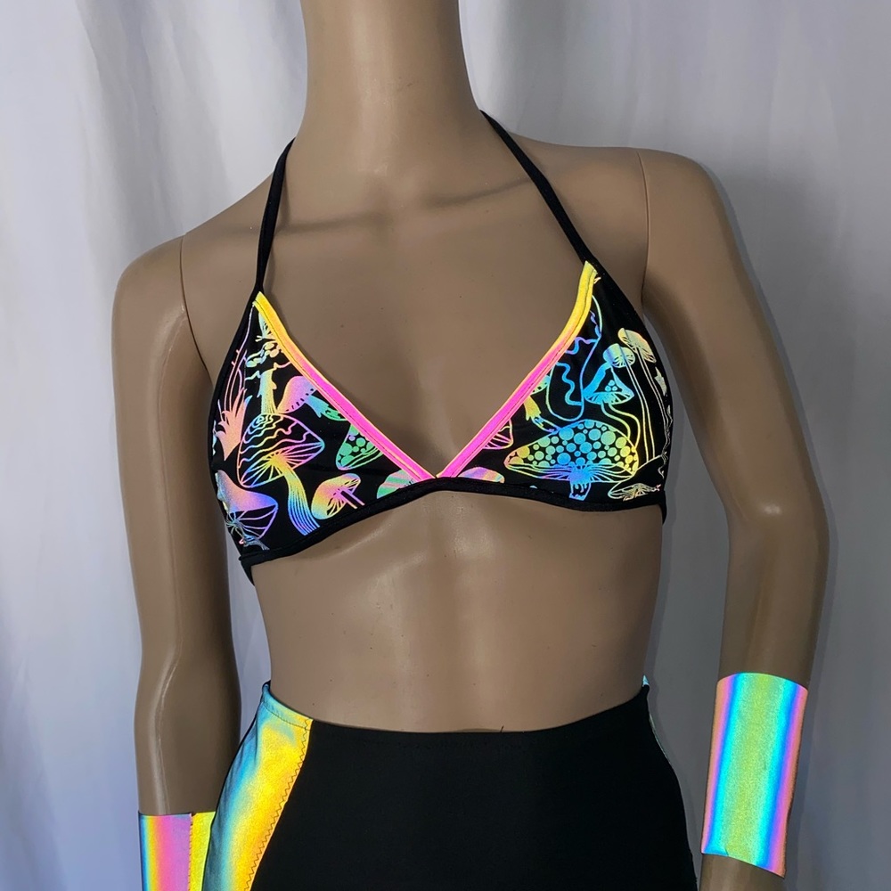 Rainbow Reflective mushroom triangle top.